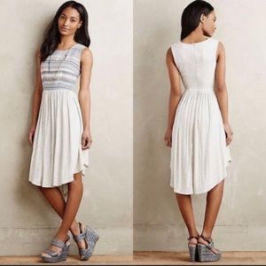 Anthropologie Dolan Sabado Embroidered Jersey Knit Dress in Gray and Blue